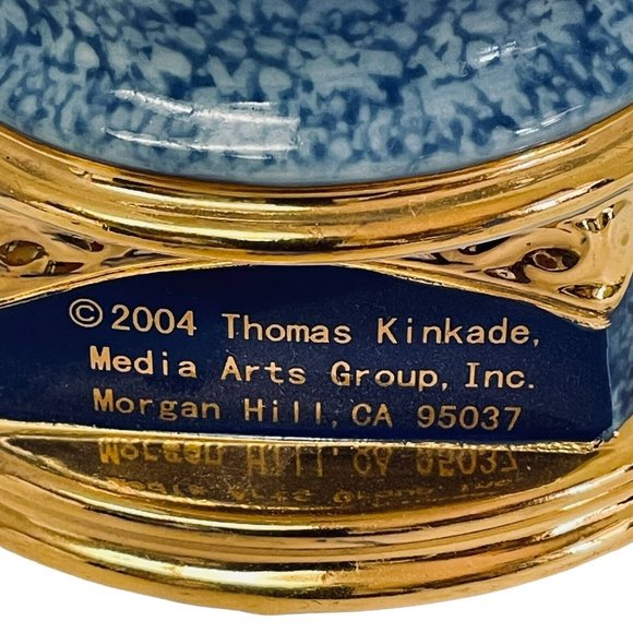 Thomas Kinkade 2004 Rock Lighthouse Battery Operated Light Ceramic Blue 8" - Picture 2 of 10